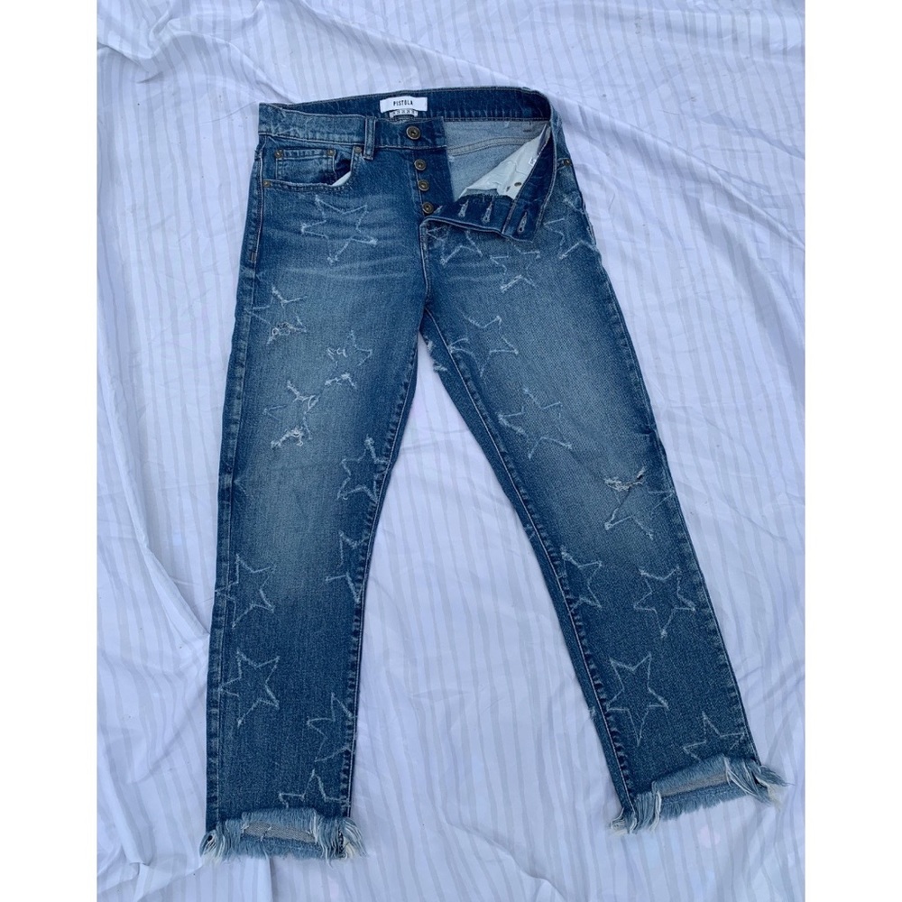 Pistola Cropped Distressed Star Jeans